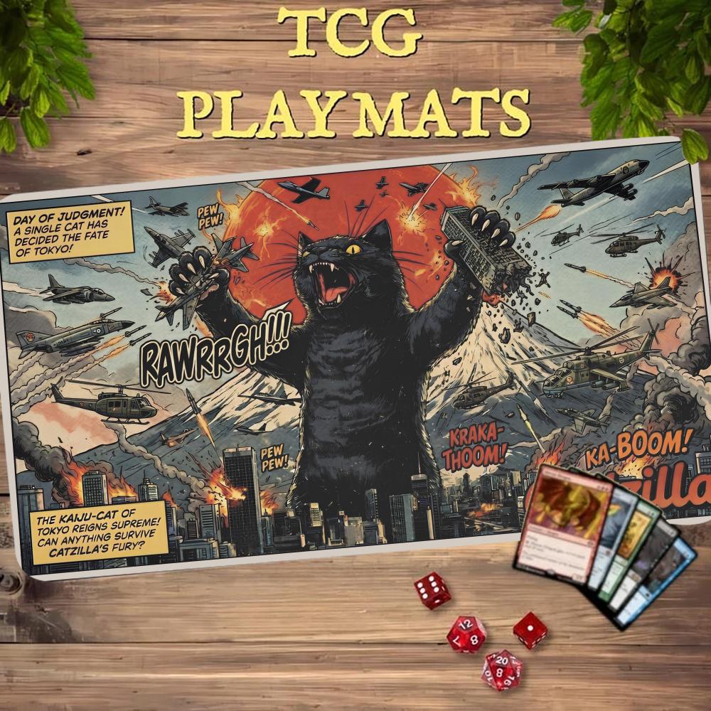 Door Mat Blank - レトロコミック黒猫トレーディングカードゲームプレイマット TCG CCG プレイマット 24インチ×14インチ マジックMTG