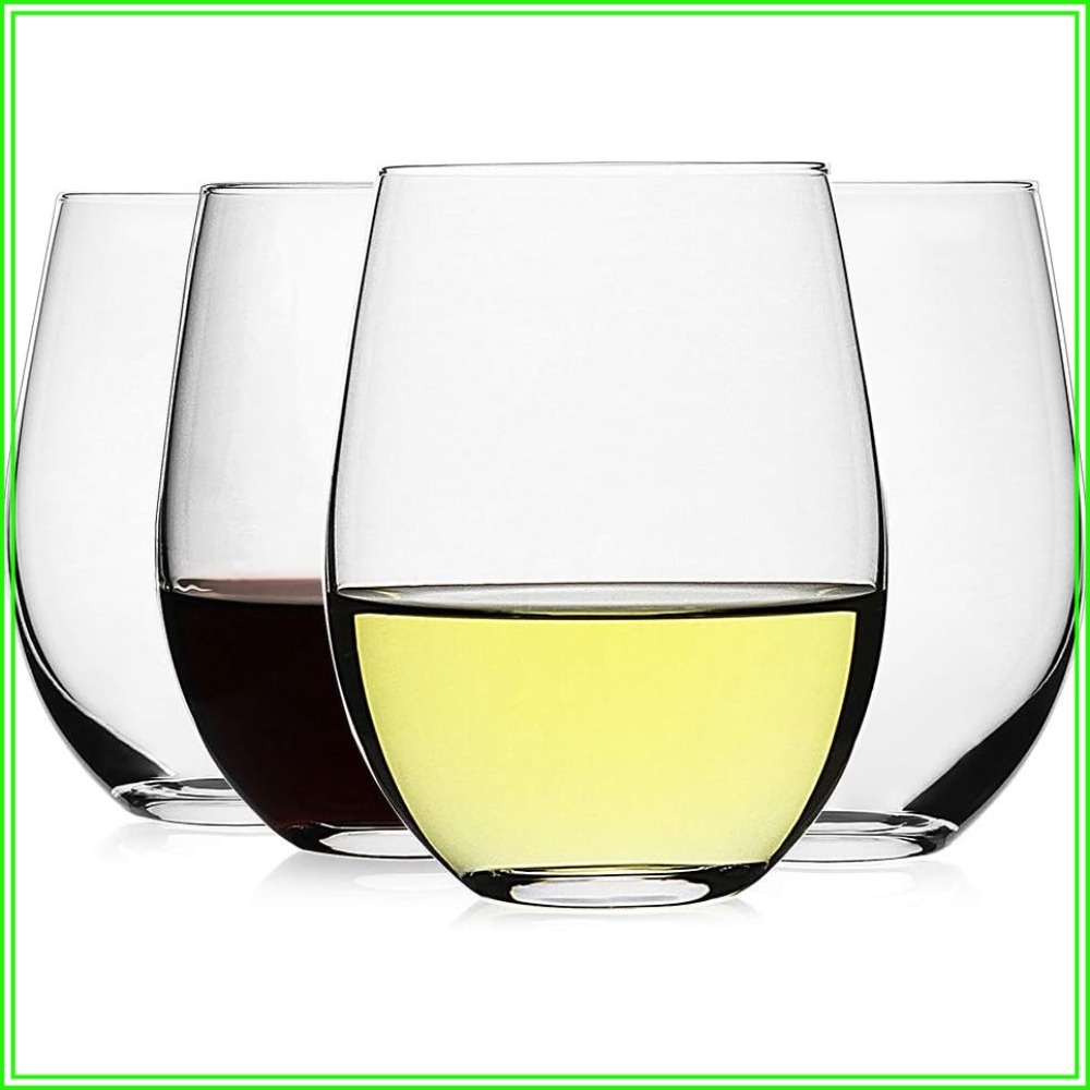 Tumbler 20Oz White - ステムレスワイングラス4個セット - 20オンス クリスタルカップ 赤ワイン・白ワイン用、大きなウォーターグラス、あらゆる機会に使えるクリアタンブラー