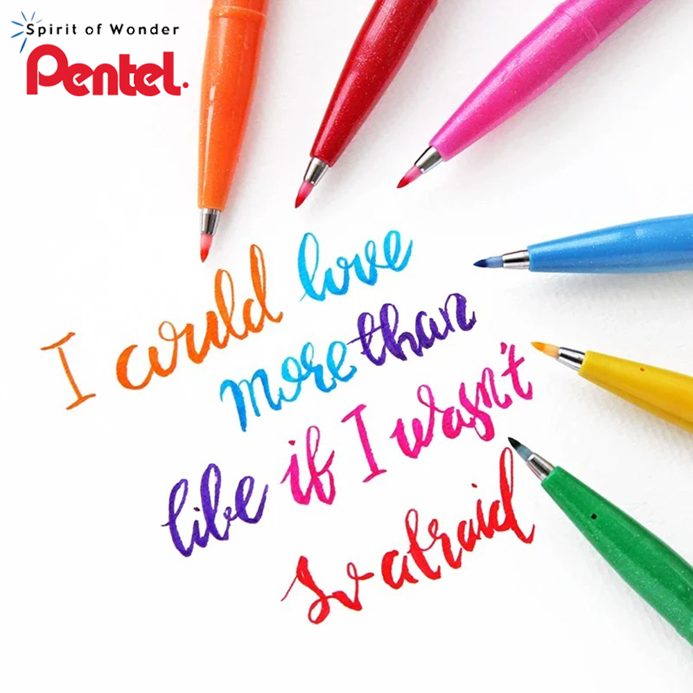 Pentel Pen Sign Pen - ペンテルジェルペンses15c、タッチブラシサインペン、フレキシブルチップカラー、ソフトチップカラーマーカー、新学期画材、日本、1個