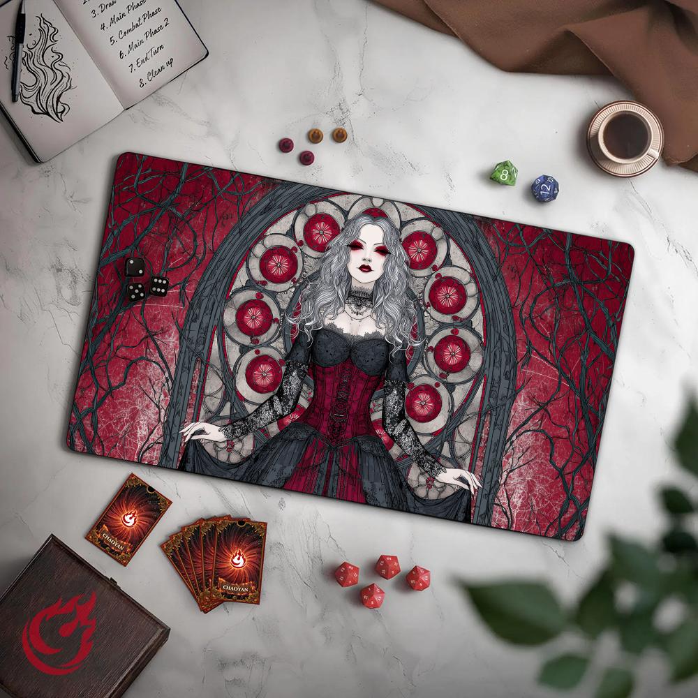 ゴシック女性ヴァンパイアTCGプレイマット、縫製エッジ付き滑 - Door Mat Blank のレビューと価格