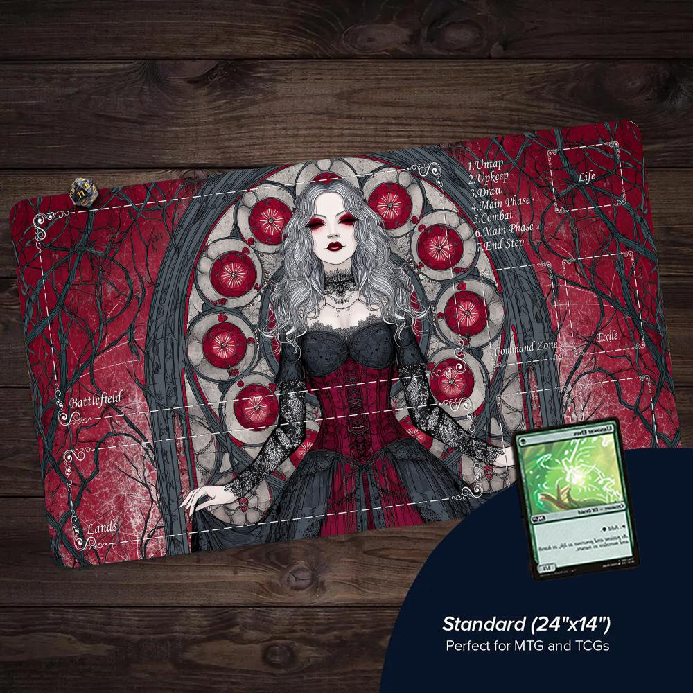 ゴシック女性ヴァンパイアTCGプレイマット、縫製エッジ付き滑 - Door Mat Blank のレビューと価格