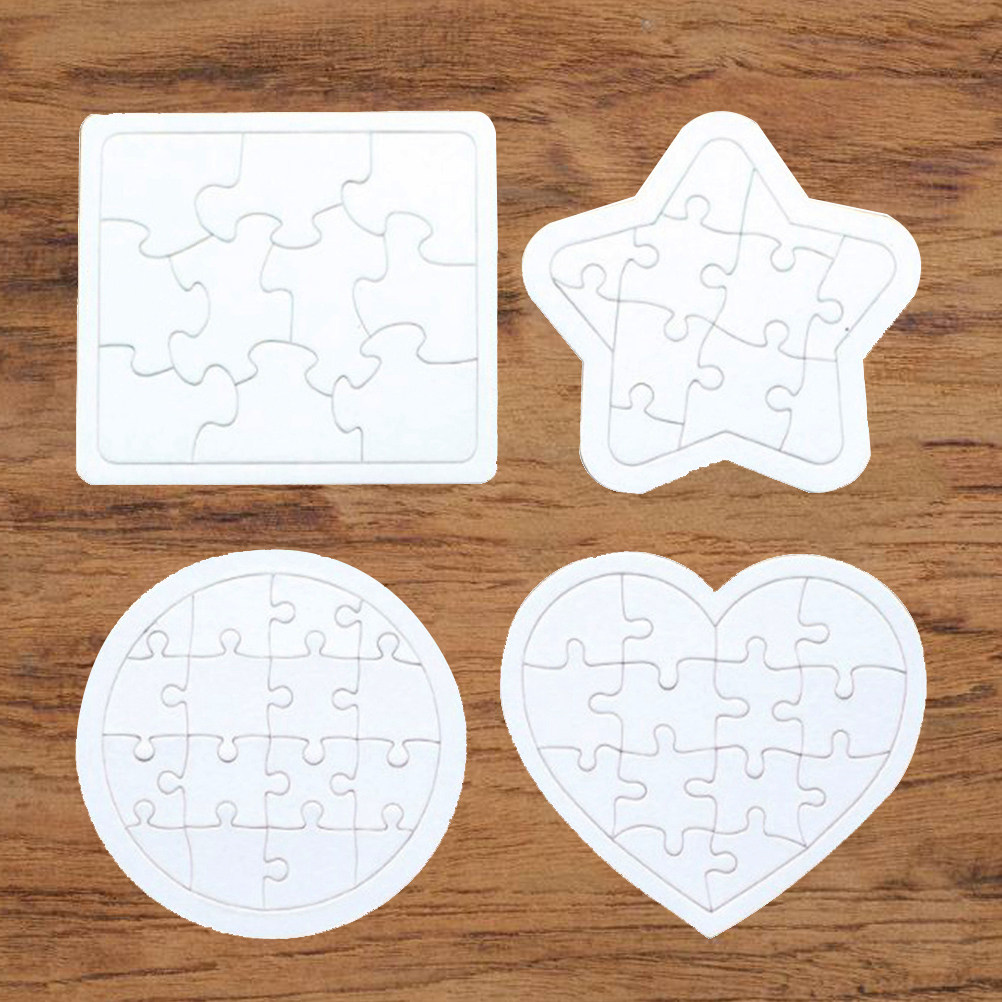4枚組ブランクジグソーパズル 子供用クリエイティブ学習ツール - Puzzle Blank White のレビューと価格