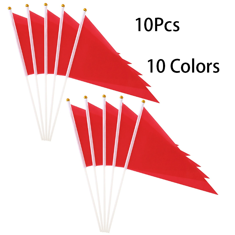 10 個のカラフルな三角旗 10 個のプラスチック旗竿付き手 - Yard Sign Blank のレビューと価格