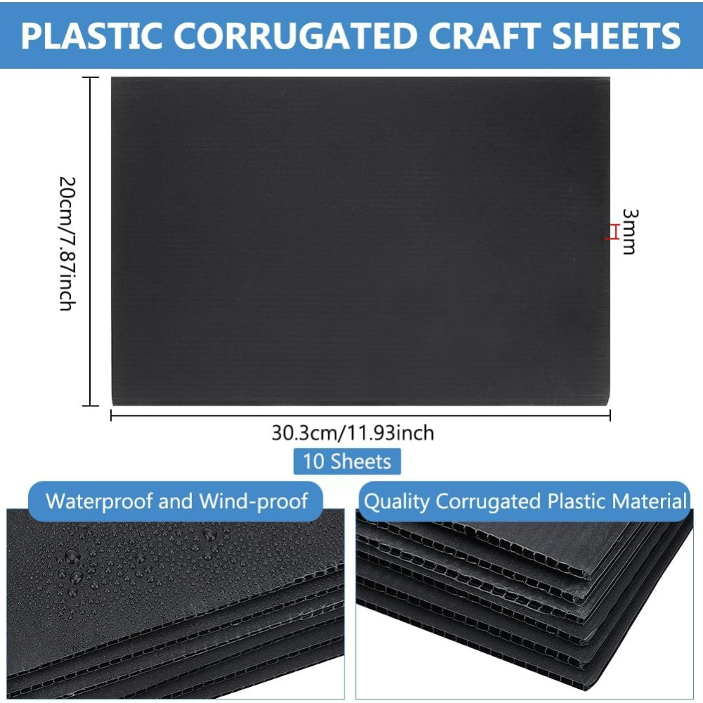 10 個黒段ボールプラスチックシート 12 × 7.8 イン - Yard Sign Blank のレビューと価格