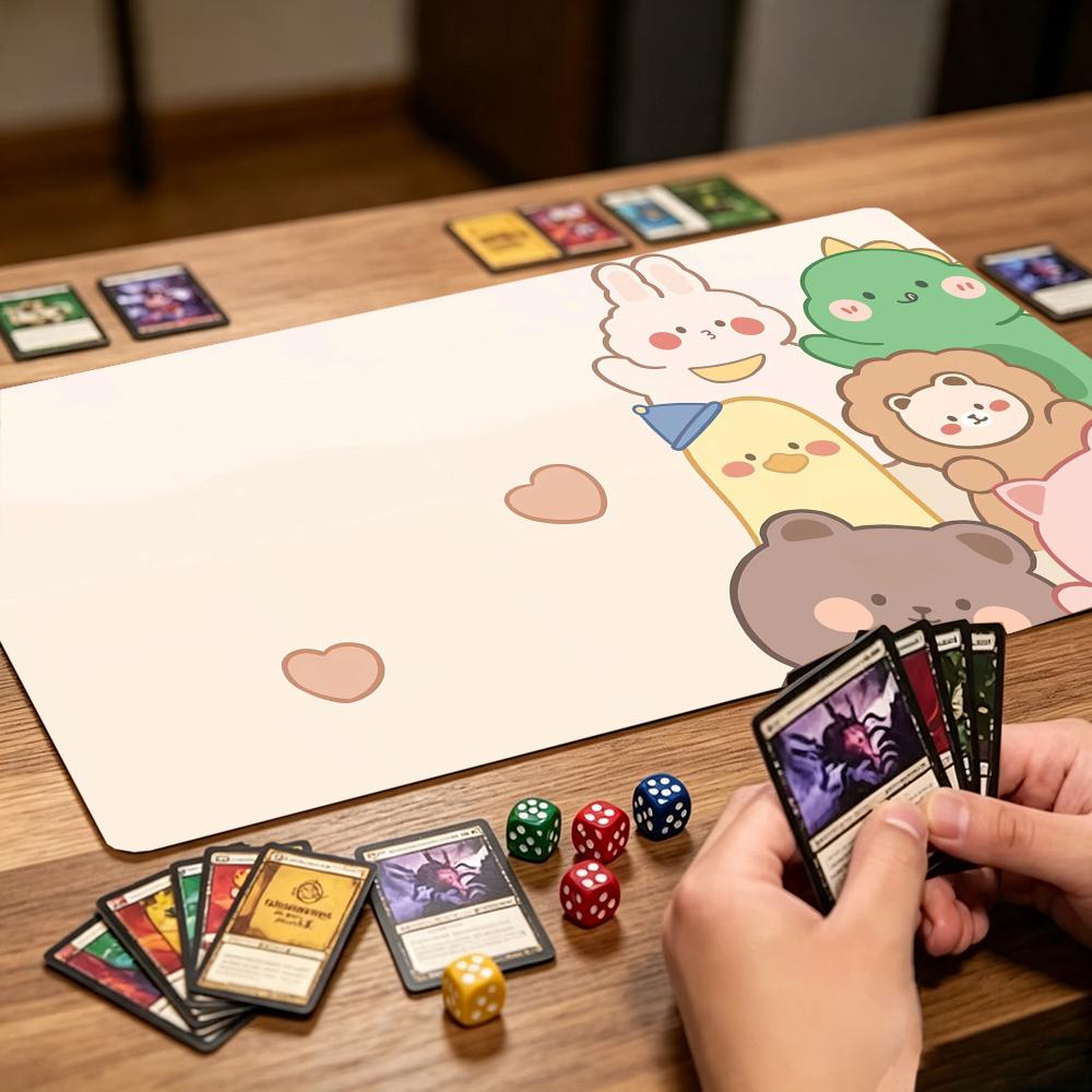かわいいウサギの池、緑の植物、花柄のカードゲームプレイマット - Door Mat Blank のレビューと価格